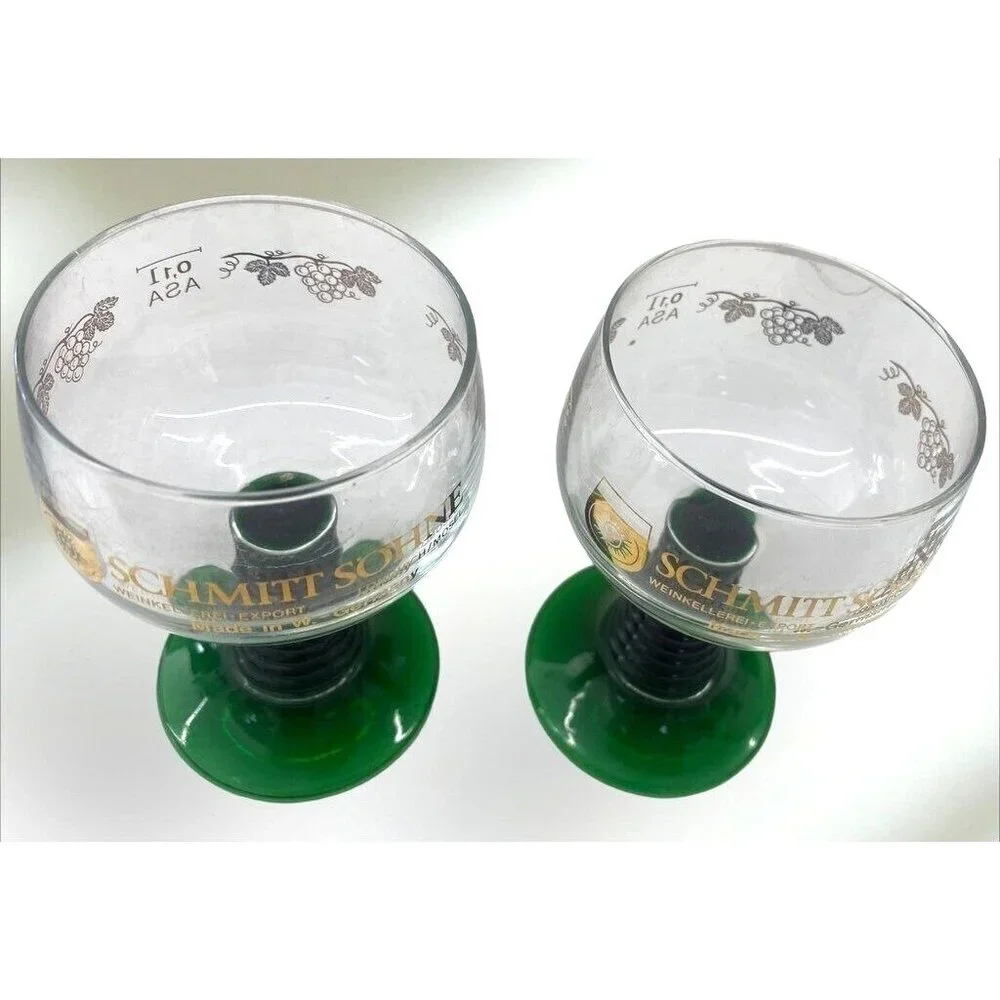 Vintage Green Beehive Stemmed German Wine Glass Schmitt Sohne - Picture 3 of 5